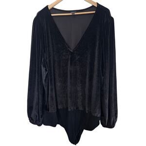 Torrid Velvet  Bodysuit Womens 5X Black Stretch Long Sleeve Glam Whimsygoth Goth
